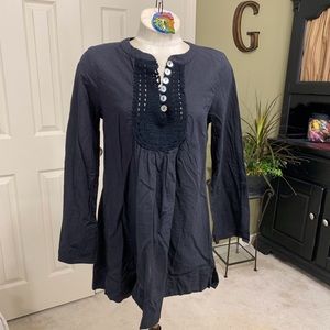 Woo Black Long Sleeve Cotton Tunic Size M